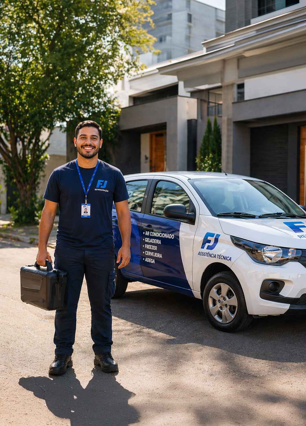 Técnico FJ Refrigeração em atendimento